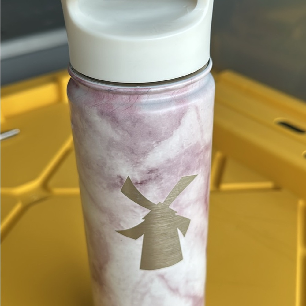 Dutch Bros Marble Insulated Water Bottle - Pink and White